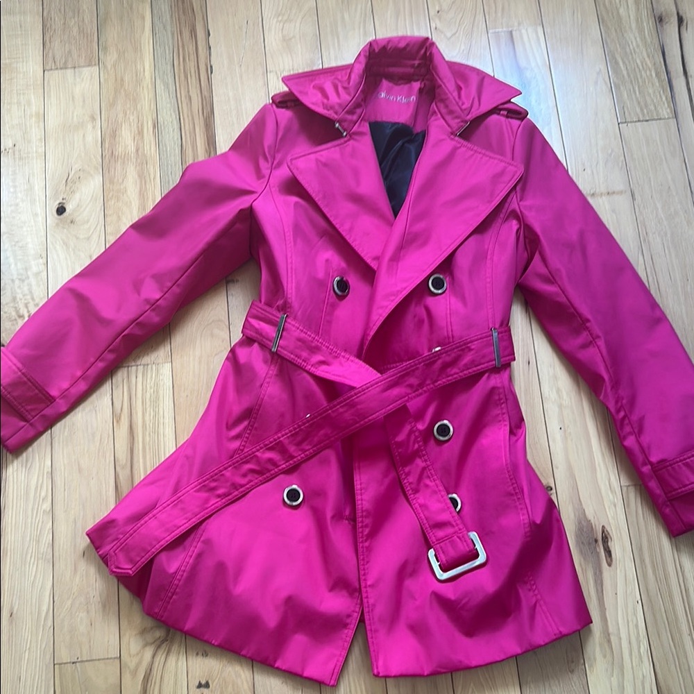 Women's Pink Double-Breasted Calvin Klein Trench Coat